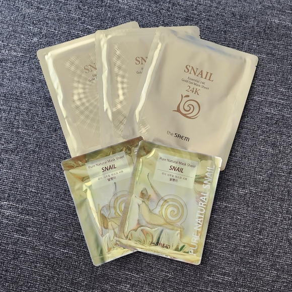 the saem Other - [the SAEM] 3pc Essential 24K Gold Gel Snail Mask & 2pc Pure Natural Snail Mask